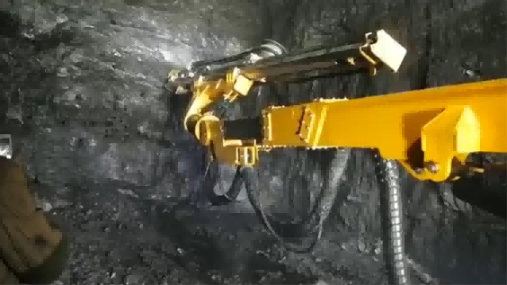 Kaishan KJ311 underground drilling rig is drilling in the mine tunnel.